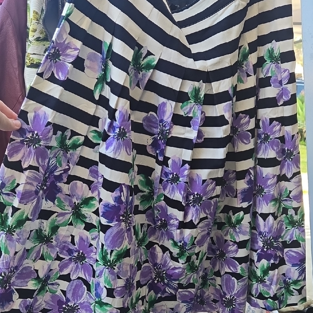 Talbots Navy and White Striped Skirt